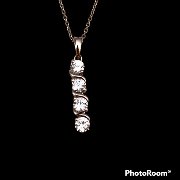 NEW White Sapphire Sterling Silver Pendant 18” Necklace - Picture 1 of 8